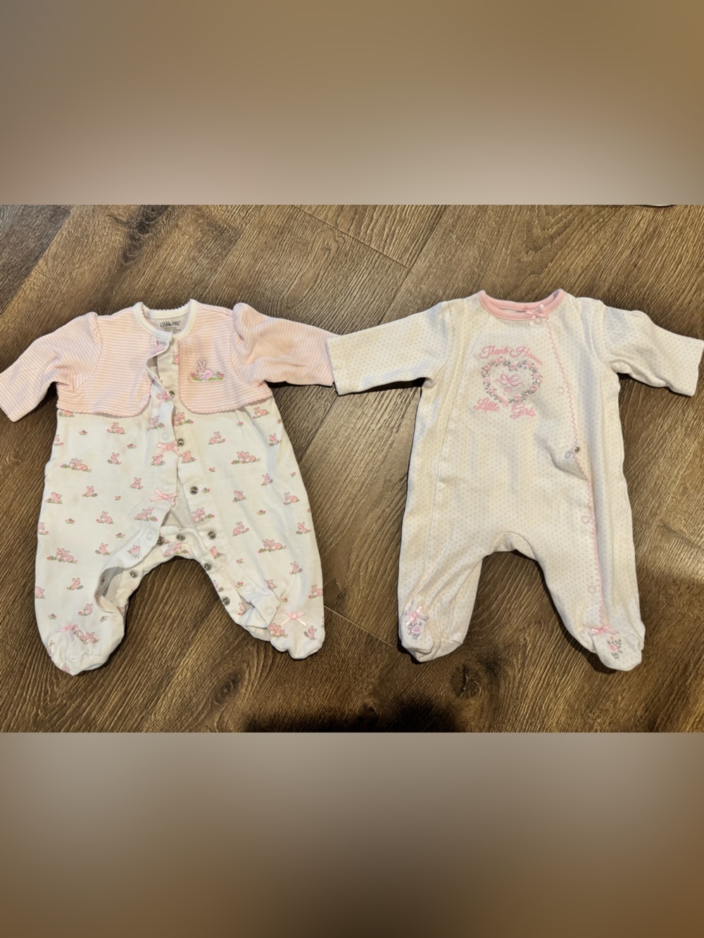 Little Me Pink & White Baby Footie One-Piece Set Newborn